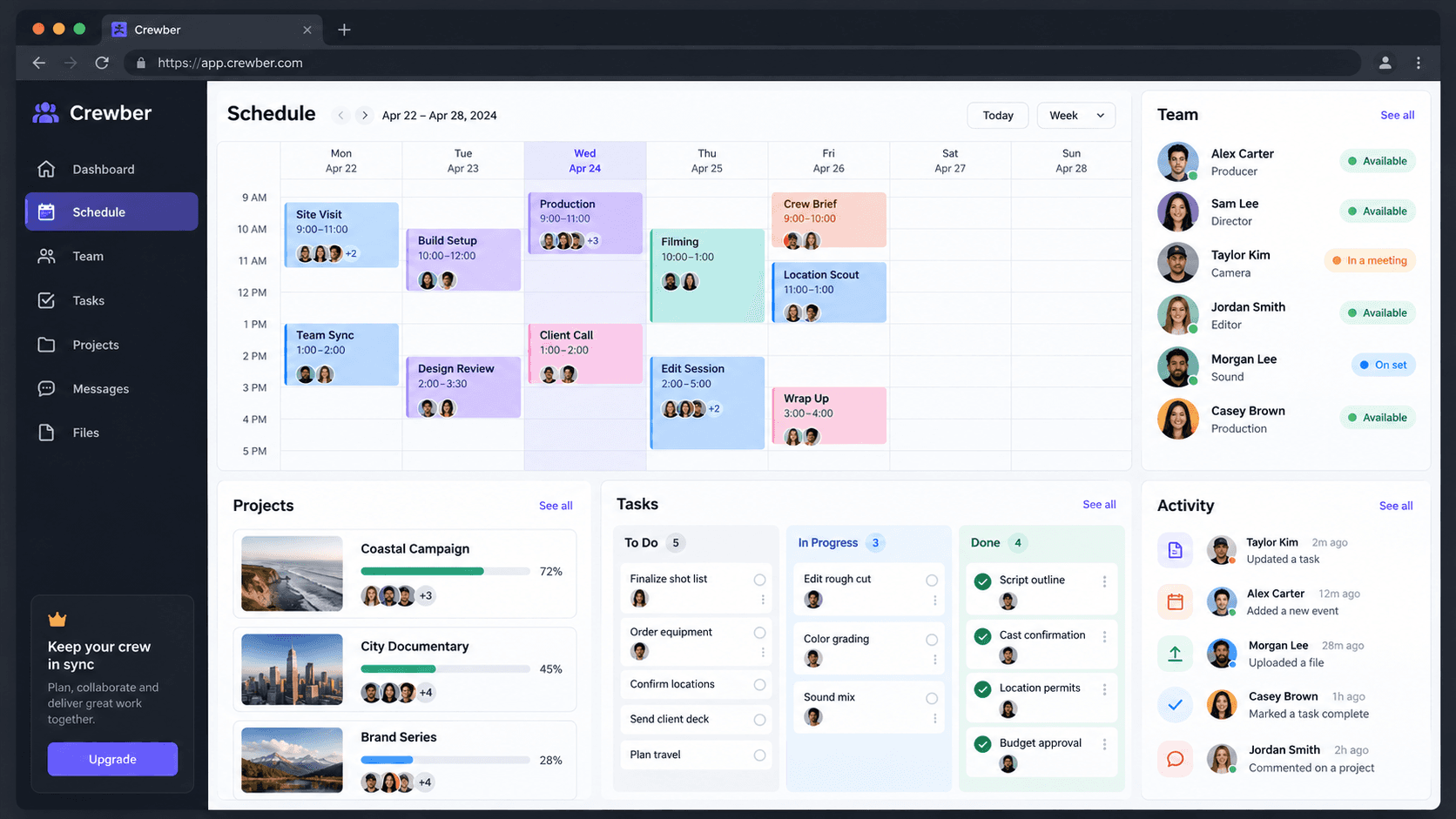 Crewber UI mockup